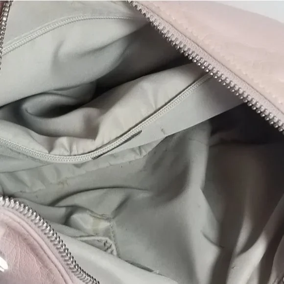 Perlina New York Blush Pink Leather Crescent Hobo Bag Purse Silver Hardware